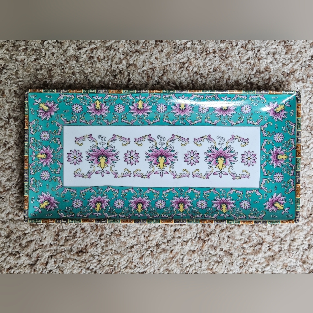 World Market Asian Porcelain Rectangle Serving Plate Snack Platter